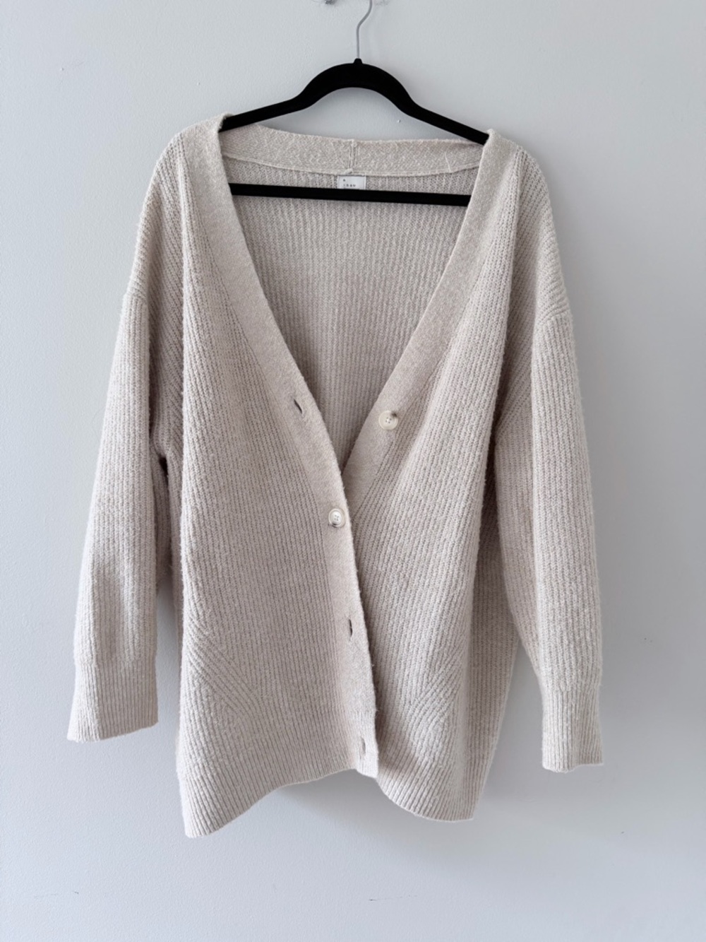 a new day Cream Button-Front V-Neck Knit Cardigan